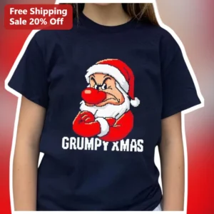 Grumpy Christmas Shirt Pixel Art Santa Claus Tee...