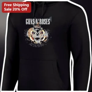 Guns N Roses Halloween Skull Pumpkin Pullover Hoodie...