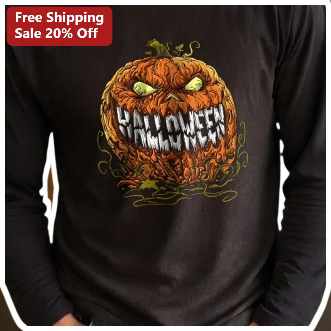 Halloween Long Sleeve Tee Scary Jack O Lantern Pumpkin Graph — Los Angeles Halloween Long Sleeve Tee Scary Jack O Lantern Pumpkin Graphic Shirt Spooky Season Apparel for Men W available at our Los Angeles warehouse