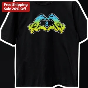 Hands Heart Gradient Graphic Tee Turning 2 Birthday Gift for Kids available at our Los Angeles warehouse