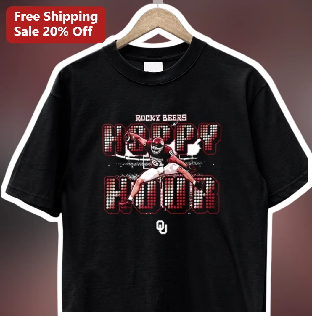 Happy Hook Oklahoma Sooners Football QB Tee available at our Los Angeles warehouse