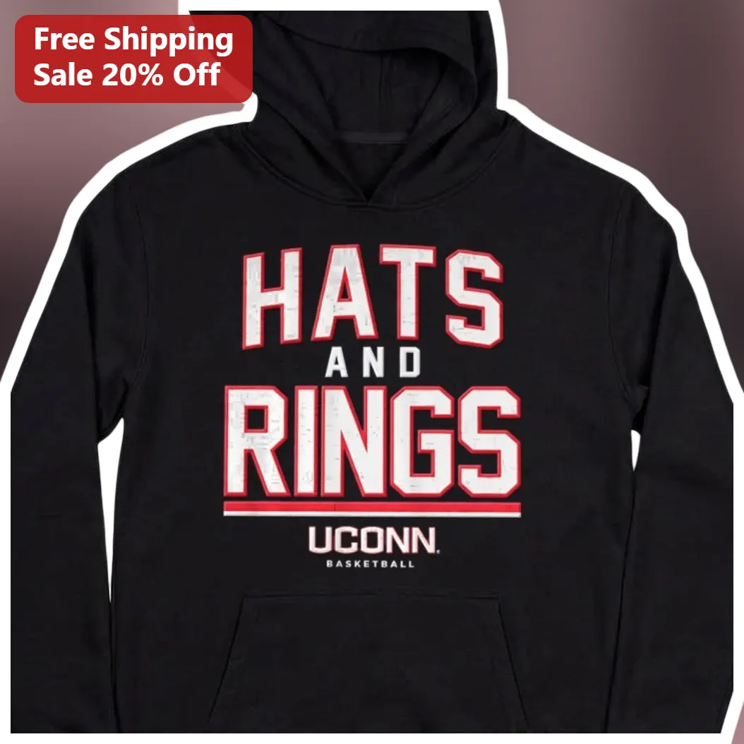 Hats And Rings UConn Basketball Hoodie College Fan Apparel NCAA Champions Vintage Distressed Sweatsh available at our Los Angeles warehouse