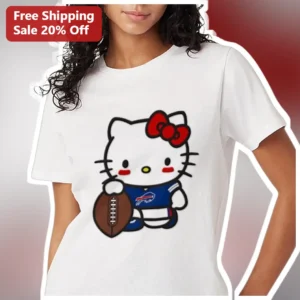 Hello Kitty Buffalo Bills NFL Fan Graphic Tee Y2K Cute Football Jersey Shirt for Women Sanrio Collec available at our Los Angeles warehouse