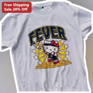 Hello Kitty Fever WNBA Basketball Graphic Tee Retro Cartoon Sanrio Style available at our Los Angeles warehouse