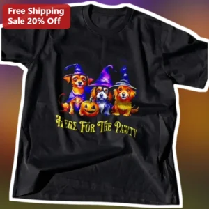 Here For The Pawty Tee Halloween Dog Party Shirt Witch Chihuahua Gift available at our Los Angeles warehouse