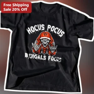 Hocus Pocus Bengals Focus Tee Halloween Cincinnati NFL Fan Gift Graphic Shirt available at our Los Angeles warehouse
