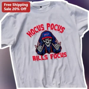 Hocus Pocus Bills Focus Buffalo Bills Halloween Skeleton Graphic Tee available at our Los Angeles warehouse
