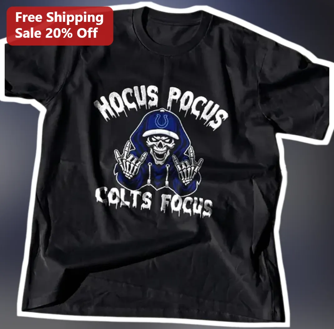 Hocus Pocus Colts Focus Tee Indianapolis Colts Halloween Skeleton Graphic Shirt NFL Fan Gift available at our Los Angeles warehouse