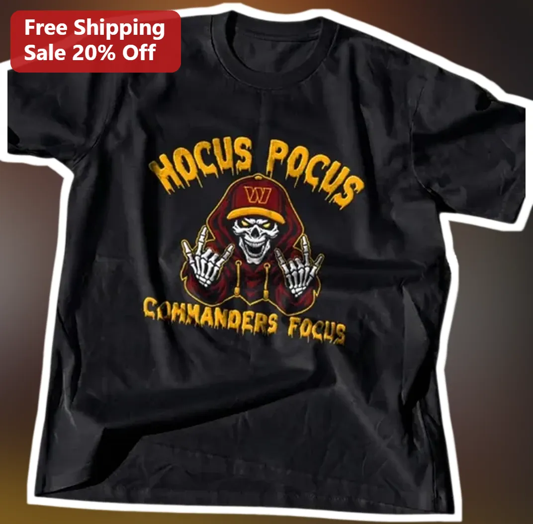 Hocus Pocus Commanders Focus Tee Washington Football Hallowe — Los Angeles Hocus Pocus Commanders Focus Tee Washington Football Halloween Skeleton Graphic Shirt available at our Los Angeles warehouse