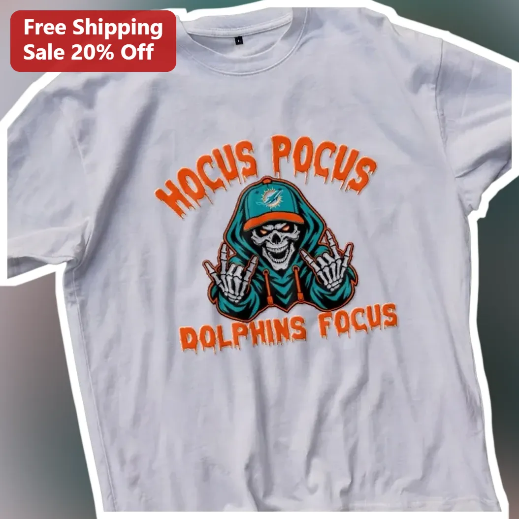 Hocus Pocus Dolphins Focus Tee Miami Dolphins Halloween Skel — Los Angeles Hocus Pocus Dolphins Focus Tee Miami Dolphins Halloween Skeleton Graphic Shirt NFL Fan Gift available at our Los Angeles warehouse