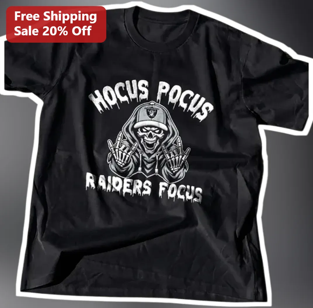 Hocus Pocus Raiders Focus Tee Halloween Las Vegas NFL Fan Gi — Los Angeles Hocus Pocus Raiders Focus Tee Halloween Las Vegas NFL Fan Gift Spooky Skeleton Shirt available at our Los Angeles warehouse
