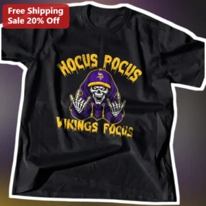 Hocus Pocus Vikings Focus Skeleton Graphic Tee Halloween NFL Fan Apparel available at our Los Angeles warehouse