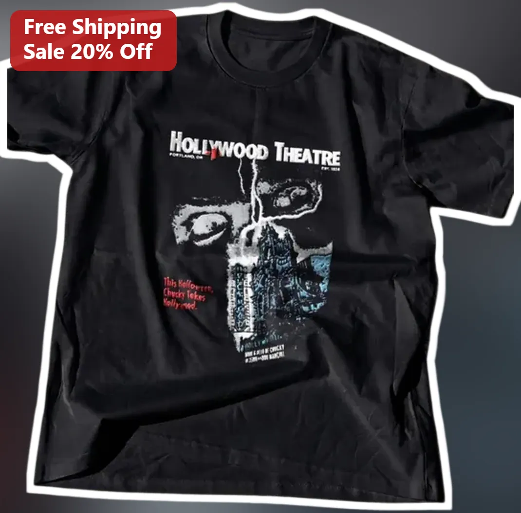Hollywood Theatre Chucky Halloween Tee Vintage Horror Movie Merch Gift available at our Los Angeles warehouse