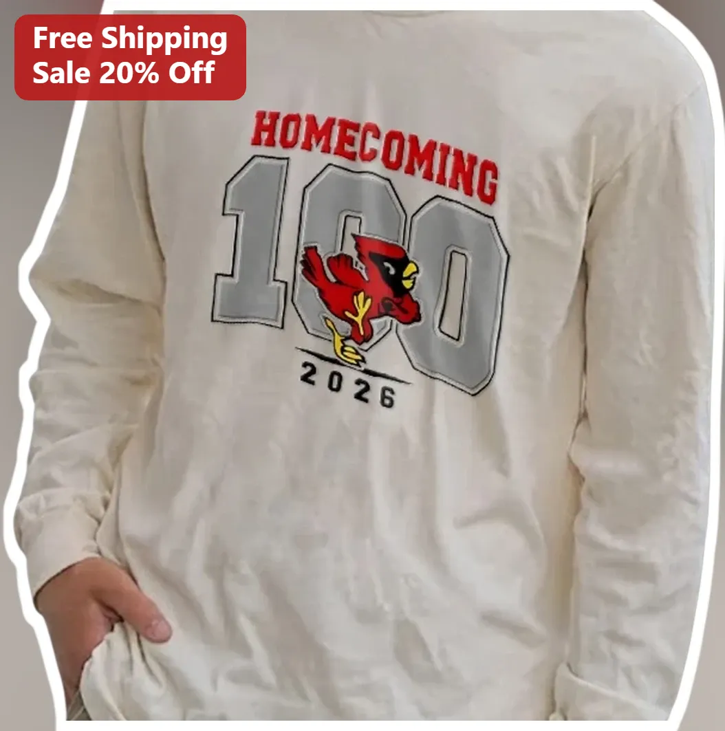 HOMECOMING Long Sleeve Shirt Cardinal Mascot Varsity Style Spirit Wear for High School College Stude available at our Los Angeles warehouse
