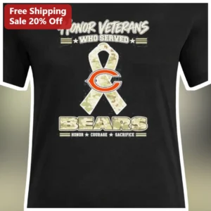Honor Veterans Who Served Bears Graphic Tee Honor Courage Sacrifice available at our Los Angeles warehouse
