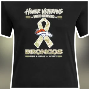 Honor Veterans Who Served Broncos Camo Ribbon Tee Military Appreciation Gift available at our Los Angeles warehouse