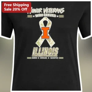 Honor Veterans Who Served I Love Illinois Camo Ribbon Tee available at our Los Angeles warehouse