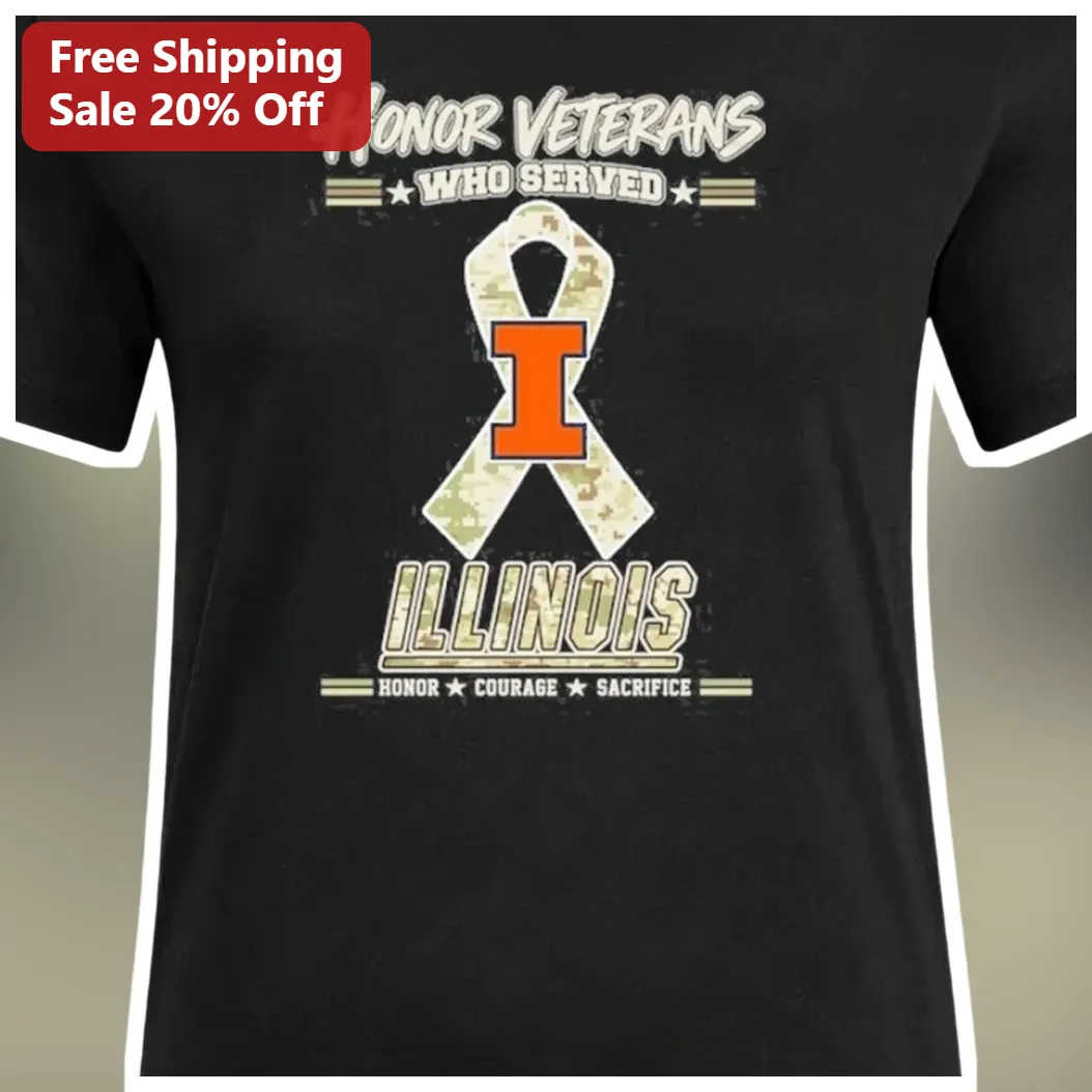 Honor Veterans Who Served I Love Illinois Camo Ribbon Tee — Los Angeles Honor Veterans Who Served I Love Illinois Camo Ribbon Tee available at our Los Angeles warehouse