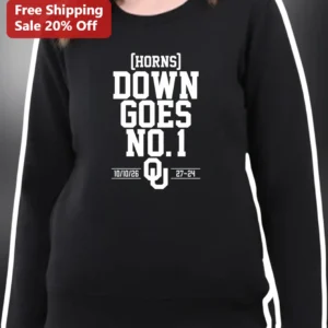 Horns Down No.1 OU Oklahoma Sooners Sweatshirt College Football Fan Gear Gift available at our Los Angeles warehouse