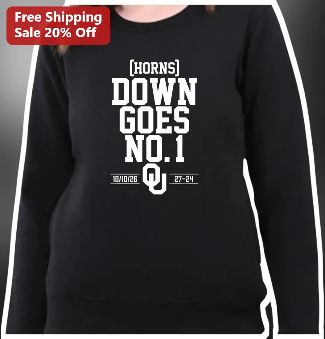 Horns Down No.1 OU Oklahoma Sooners Sweatshirt College Football Fan Gear Gift available at our Los Angeles warehouse