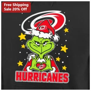 Hurricanes The Grinch Christmas Hoodie Funny NHL Holiday Gift available at our Los Angeles warehouse