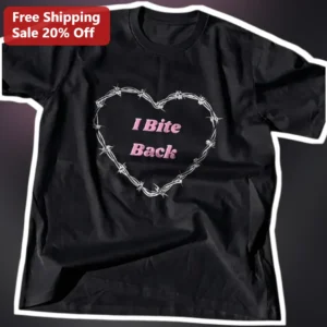 I Bite Back Tee Funny Sassy Graphic T-Shirt Dark Grunge Y2K Punk Style Gift available at our Los Angeles warehouse