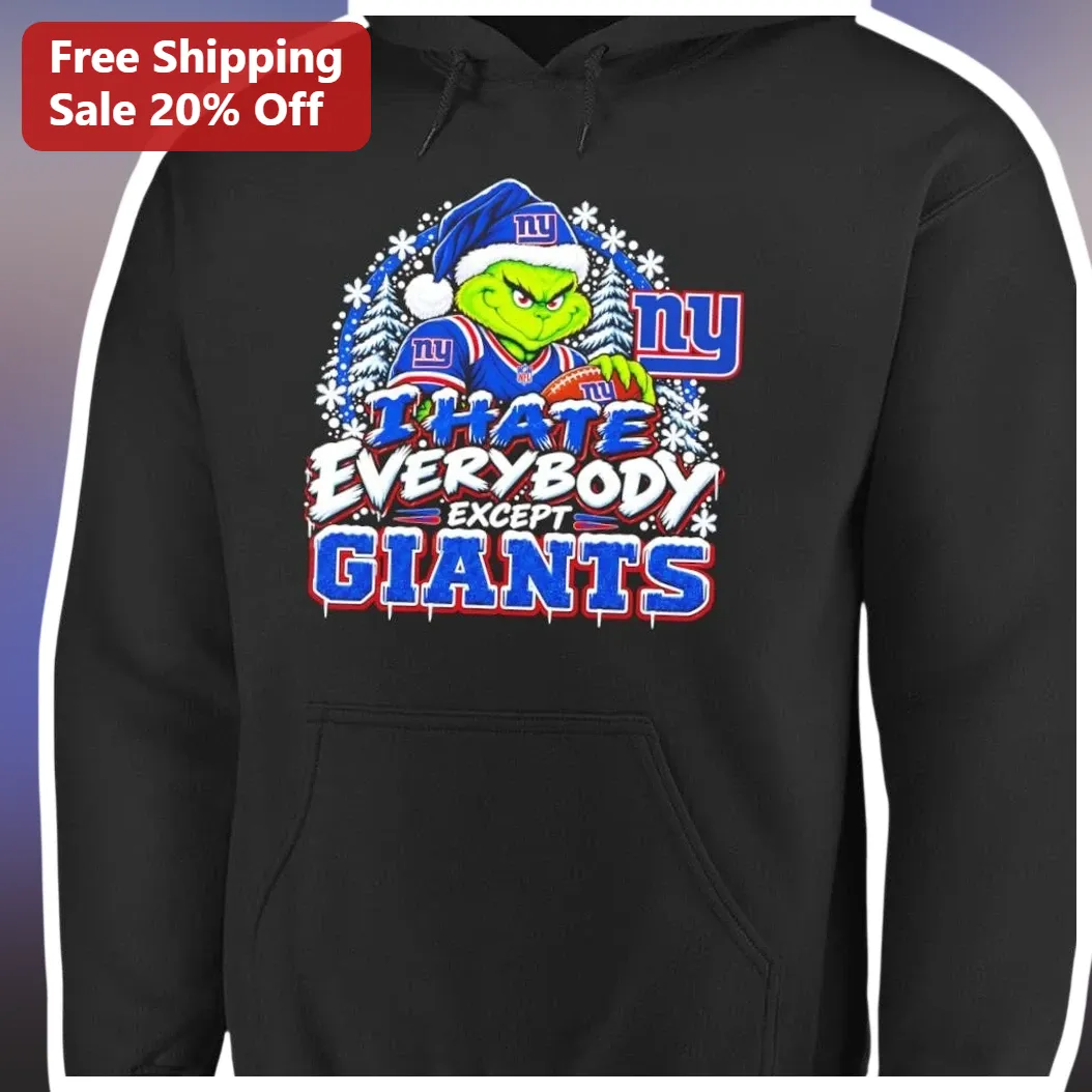 I Hate Everybody Except Giants The Grinch New York NFL Hoodi — Los Angeles I Hate Everybody Except Giants The Grinch New York NFL Hoodie available at our Los Angeles warehouse