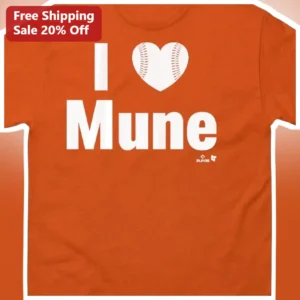 I Heart Mune Tee Baseball Fan Shirt Unisex Cotton Graphic T-Shirt for Men Women available at our Los Angeles warehouse