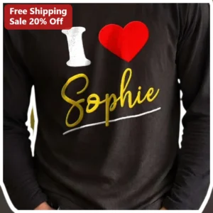 I Heart Sewing Long Sleeve Shirt Personalized Seamstress Gift available at our Los Angeles warehouse
