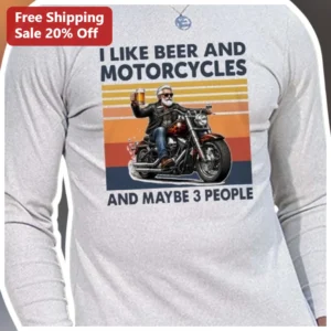I Like Beer And Motorcycles Long Sleeve Shirt Funny Biker Introvert Gift For Men available at our Los Angeles warehouse