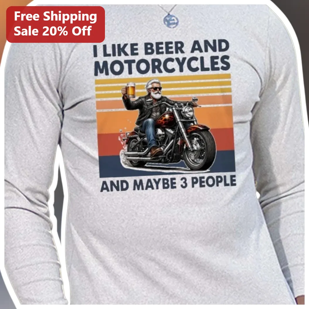 I Like Beer And Motorcycles Long Sleeve Shirt Funny Biker Introvert Gift For Men available at our Los Angeles warehouse