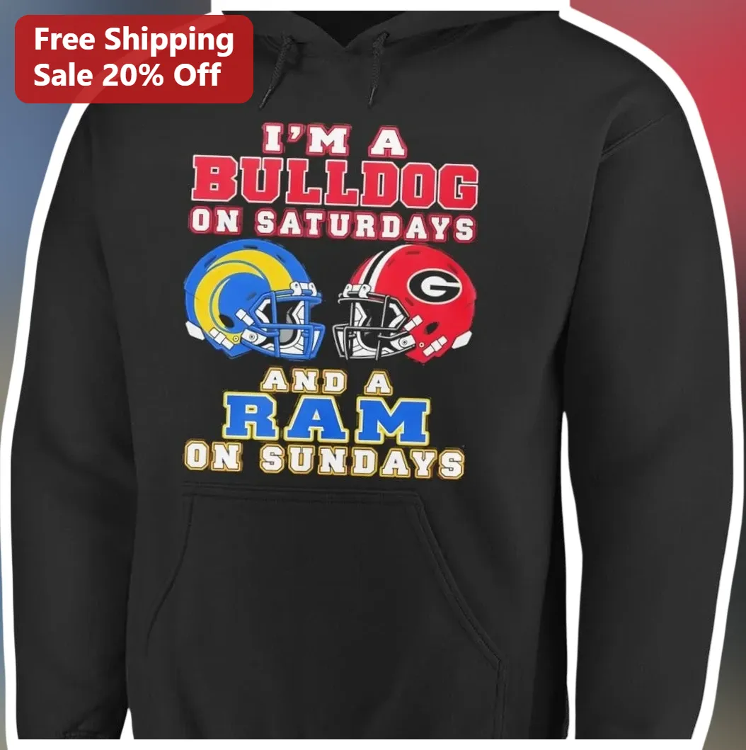 I'M A BULLDOG ON SATURDAYS AND A RAM ON SUNDAYS Hoodie Colle — Los Angeles I'M A BULLDOG ON SATURDAYS AND A RAM ON SUNDAYS Hoodie College Football Fan Gift available at our Los Angeles warehouse
