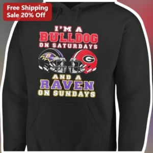 I'M A BULLDOG ON SATURDAYS AND A RAVEN ON SUNDAYS Hoodie available at our Los Angeles warehouse