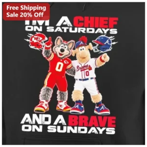 I'M A CHIEF ON SATURDAYS AND A BRAVE ON SUNDAYS Hoodie available at our Los Angeles warehouse