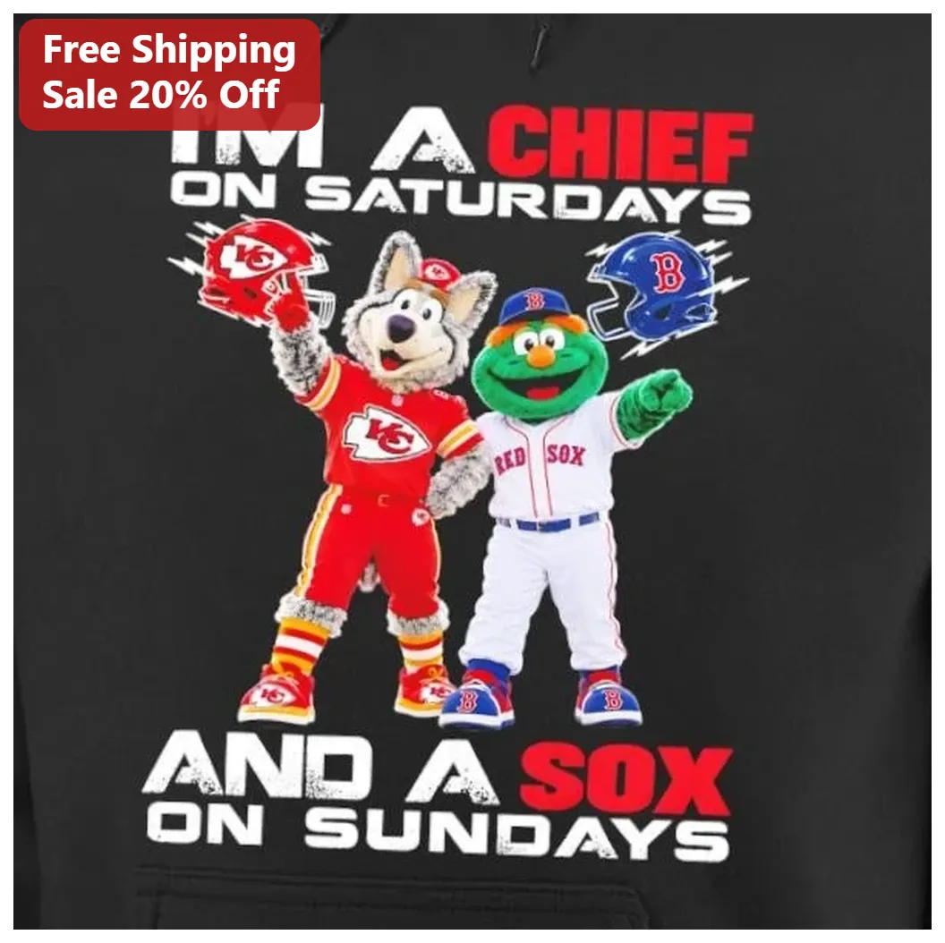 I'M A CHIEF ON SATURDAYS AND A SOX ON SUNDAYS Hoodie Funny Sports Fan Gift available at our Los Angeles warehouse
