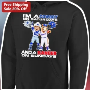 I'M A COWBOY ON SATURDAYS AND A RANGER ON SUNDAYS Hoodie available at our Los Angeles warehouse