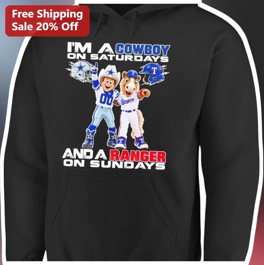 I'M A COWBOY ON SATURDAYS AND A RANGER ON SUNDAYS Hoodie available at our Los Angeles warehouse