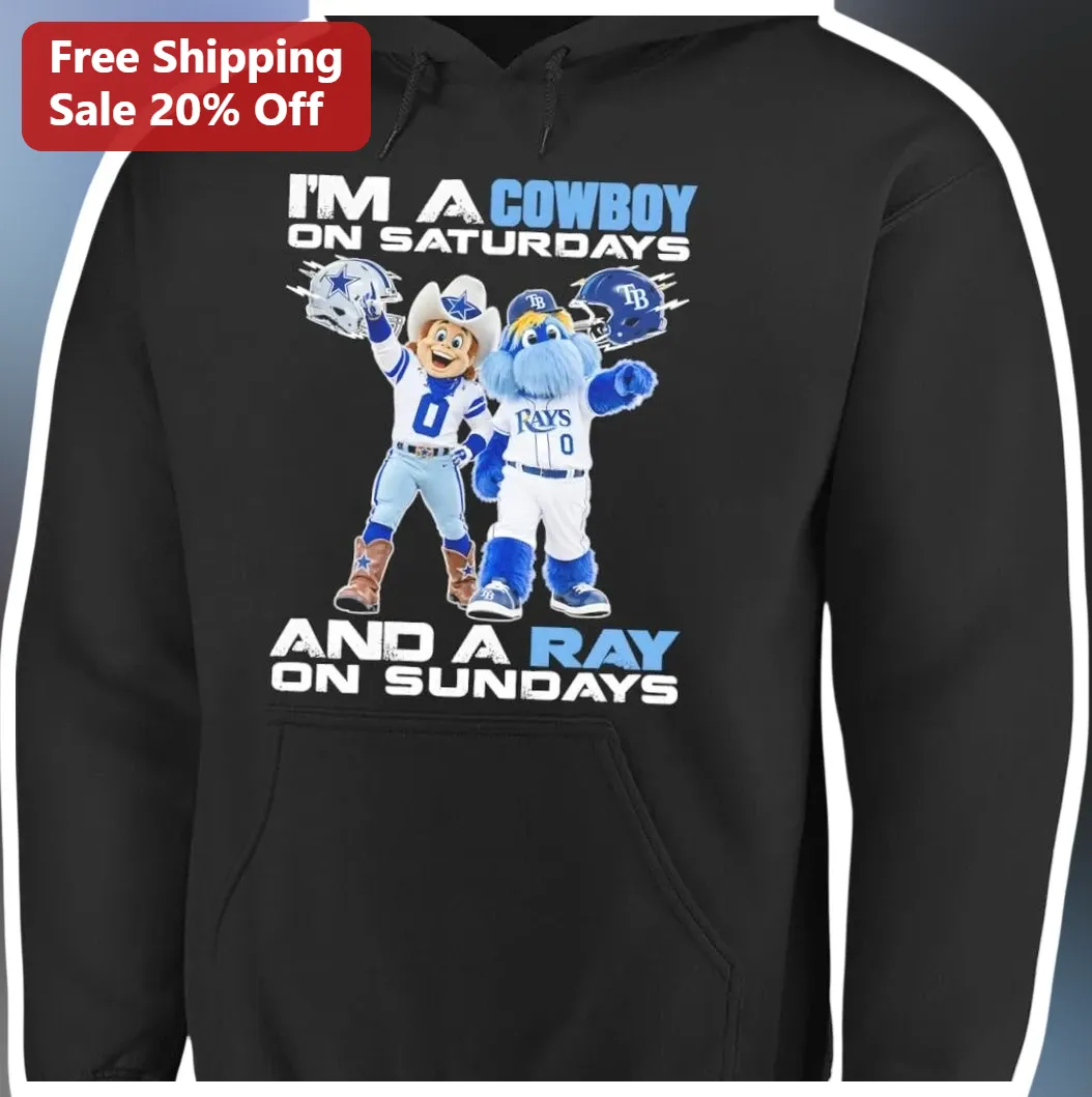 I'M A COWBOY ON SATURDAYS AND A RAY ON SUNDAYS Hoodie Funny Sports Fan Gift available at our Los Angeles warehouse
