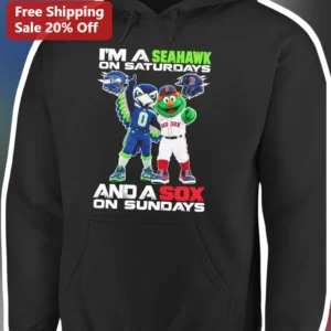 I'M A SEAHAWK ON SATURDAYS AND A SOX ON SUNDAYS Hoodie available at our Los Angeles warehouse
