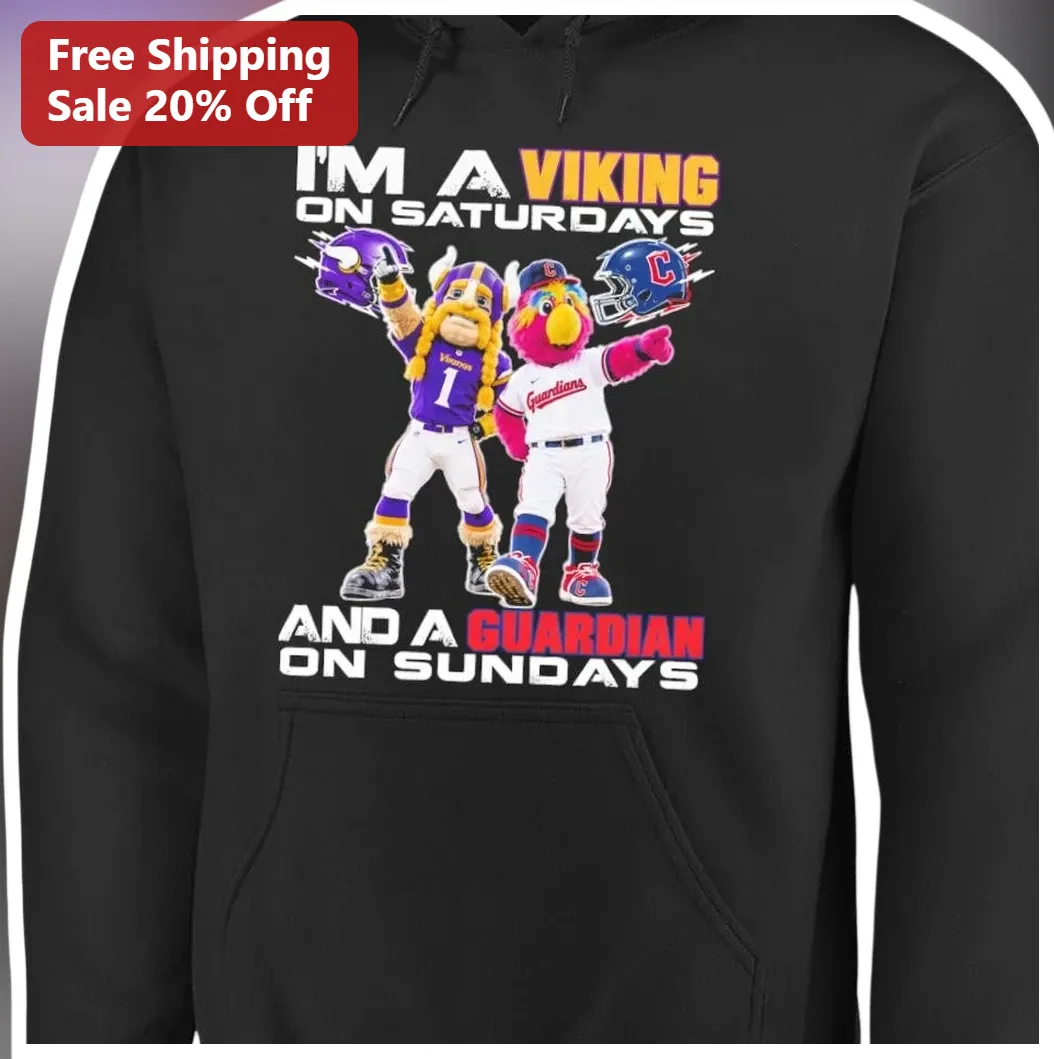 I'M A VIKING ON SATURDAYS AND A GUARDIAN ON SUNDAYS Hoodie Dual Sport Fan Gift available at our Los Angeles warehouse