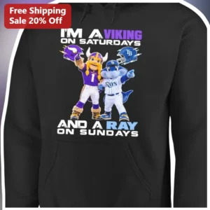 I'M A VIKING ON SATURDAYS AND A RAY ON SUNDAYS Hoodie available at our Los Angeles warehouse
