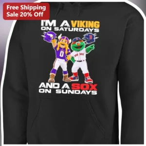 I'M A VIKING ON SATURDAYS AND A SOX ON SUNDAYS Hoodie Funny Sports Fan Gift for Men Women available at our Los Angeles warehouse