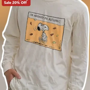 I'M HOOKED ON AUTUMN! Snoopy Peanuts Long Sleeve Tee available at our Los Angeles warehouse