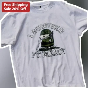 I Survived Ft. Meade Tee Snoopy Soldier Vintage Military Humor Graphic T-Shirt available at our Los Angeles warehouse