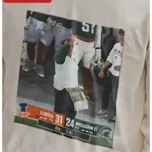 Illindis Michigan State Rivalry Tee Big Ten Football Scoreboard Graphic Shirt available at our Los Angeles warehouse