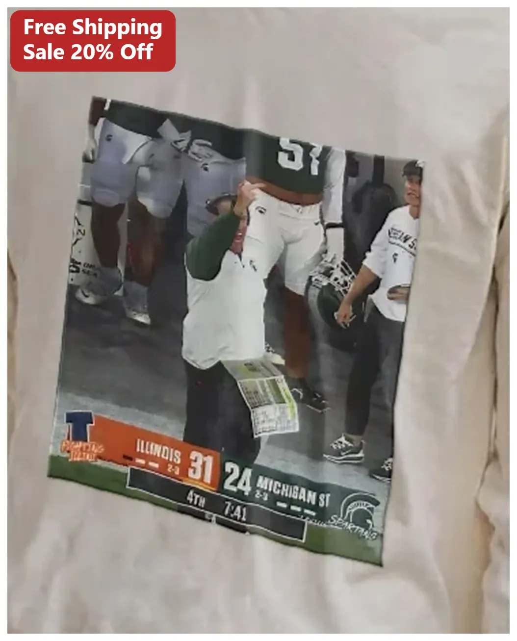 Illindis Michigan State Rivalry Tee Big Ten Football Scoreboard Graphic Shirt available at our Los Angeles warehouse