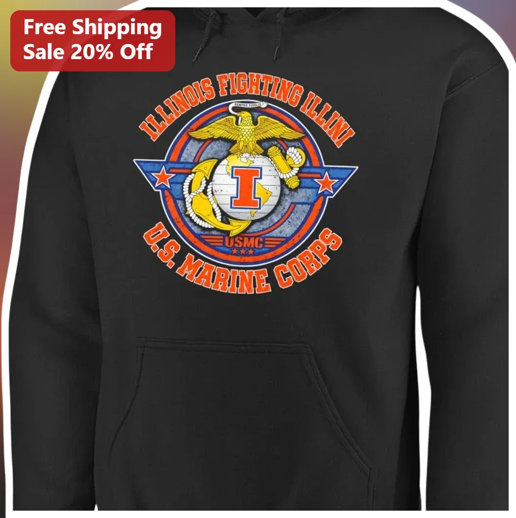 Illinois Fighting Illini US Marine Corps Vintage Hoodie — Los Angeles Illinois Fighting Illini US Marine Corps Vintage Hoodie available at our Los Angeles warehouse
