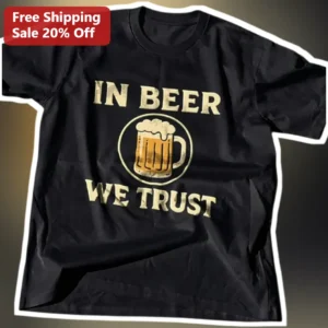 In Beer We Trust Vintage Retro Bar Sign Graphic Tee for Beer Lovers available at our Los Angeles warehouse