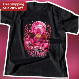 In October We Wear Pink Buffalo Bills Tee Breast Cancer Awareness Halloween Witch Shirt available at our Los Angeles warehouse