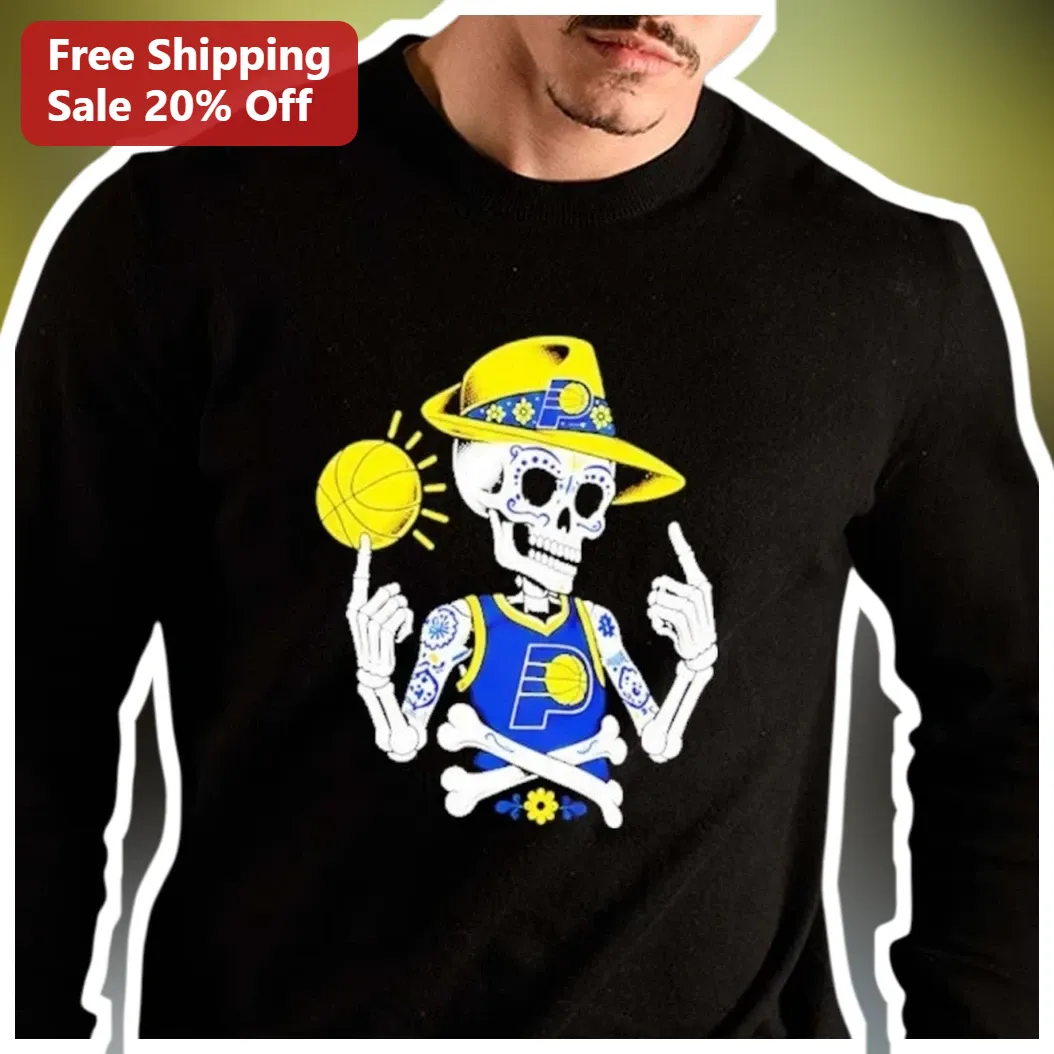 Indiana Pacers Day of the Dead Skeleton Long Sleeve Shirt Ha — Los Angeles Indiana Pacers Day of the Dead Skeleton Long Sleeve Shirt Halloween NBA Basketball Fan Gift available at our Los Angeles warehouse